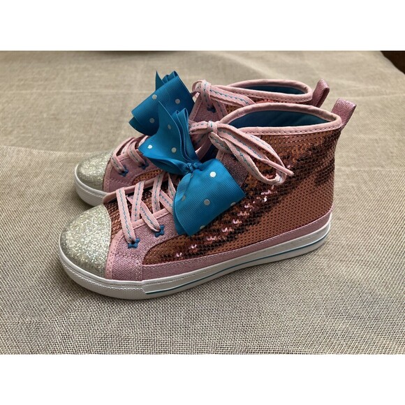 Jojo Siwa Shoes Size 4 Pink High Tops Girls Shoes With‎ Sequence - Picture 1 of 5